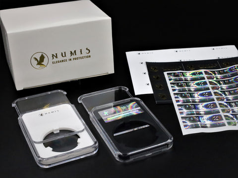 NUMIS Ten Pack "KIT" Branded Sliding Cases, Patent Pending, Sliding Coin Case Your Choice of ONE Color and ONE Size 10-40mm