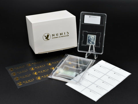 NUMIS 10 Stamp Holders, Case, Slab, Protection, Thin Acrylic 30mm by 39mm